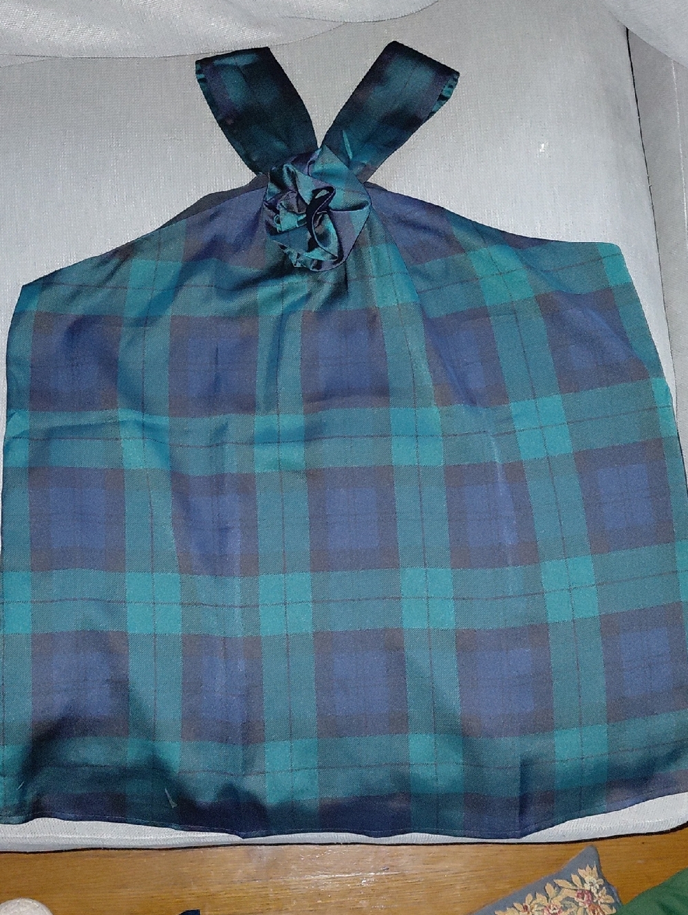Green and Navy Plaid Halter Top